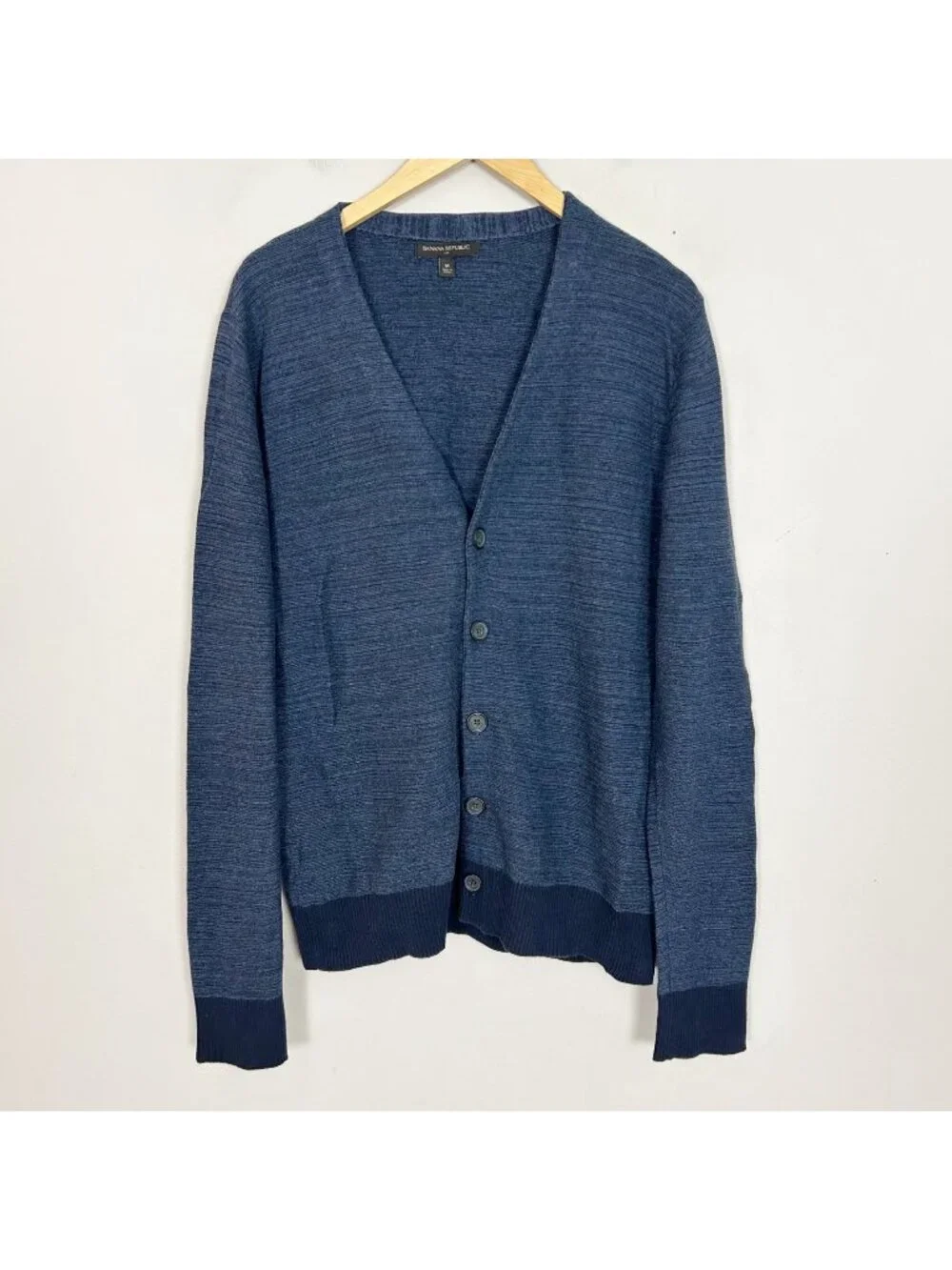 Banana Republic Blue Button Front Cardigan Sweater V-neck Fall Size Medium Men's